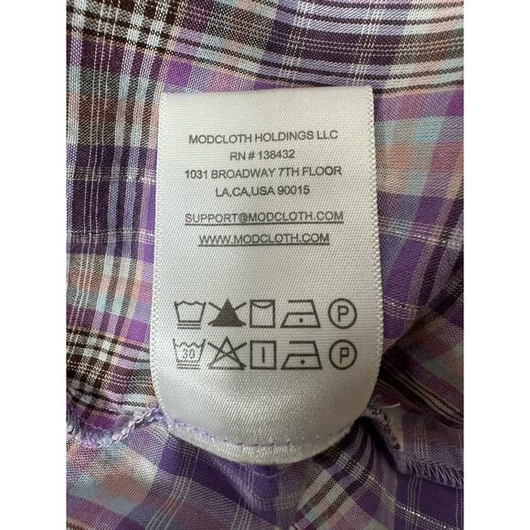 ModCloth Plaid To Know You Shirt Dress Plus Size 1X Purple Lavender - Picture 9 of 16
